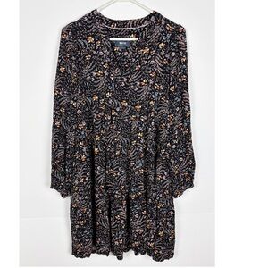 Anthropologie Maeve Amber Tiered Baby Doll Dress Floral Size Medium Long Sleeve